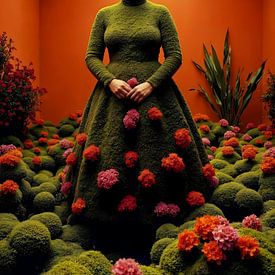Mother Nature observes the world - Surreal pop art portrait of a woman by FRESH Fine Art