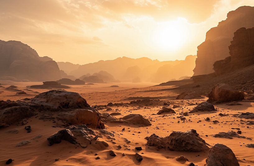 Gouden licht in de woestijn van fernlichtsicht
