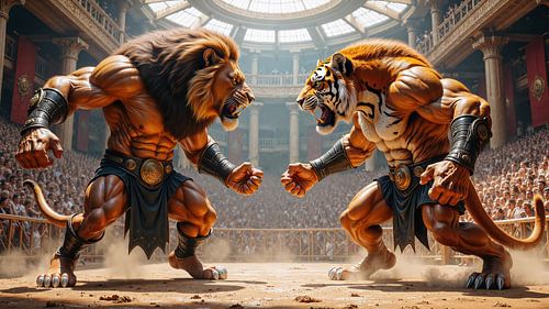 LEEUW VS TIJGER – Twee Roofkatten Staan Tegenover Elkaar in een Arena