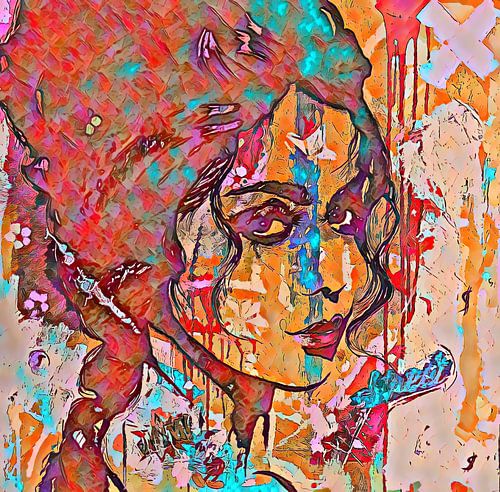 Kleurrijk, modern en abstract vrouwelijk portret