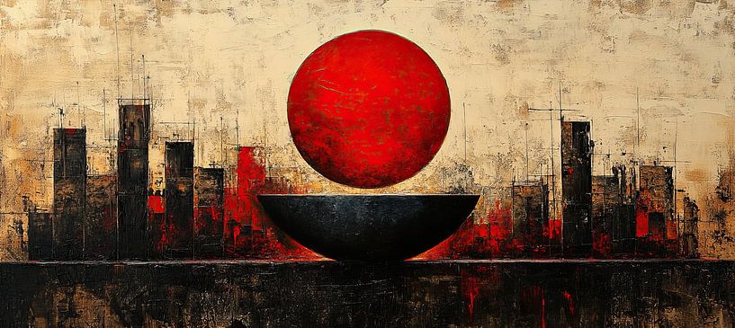 Rood Abstract | Abstracte Rode Bol von Kunst Laune