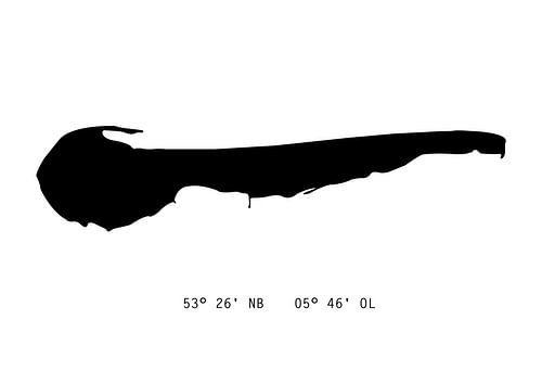 Poster Ameland - Karte - Schwarz und weiß
