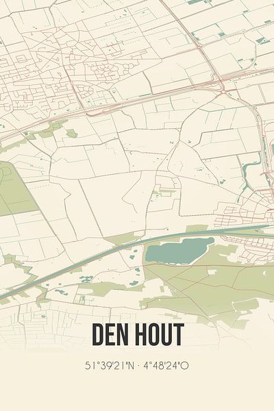 Vieille carte de Den Hout (Brabant du Nord) par Affiches de lieux