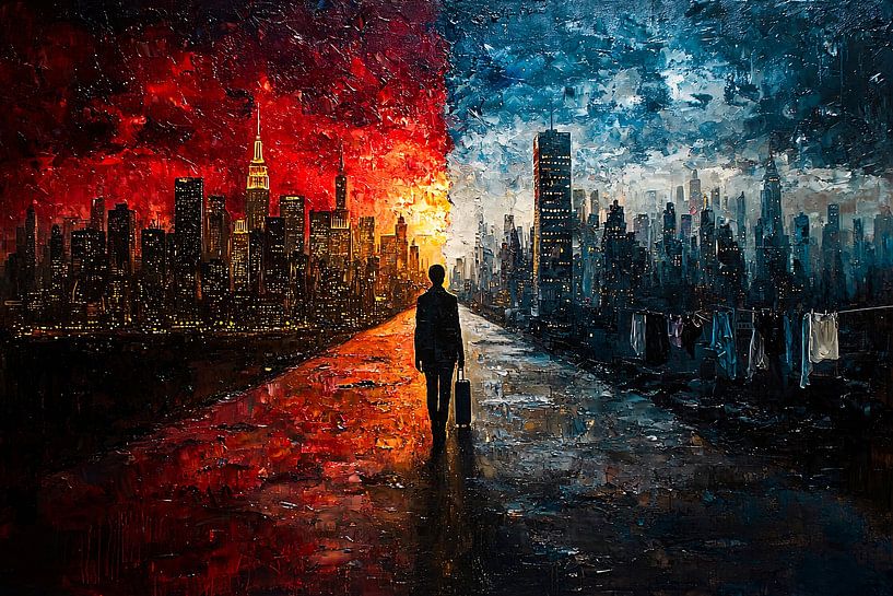 Skyline in contrastvolle kleuren van Art & Soul Creations