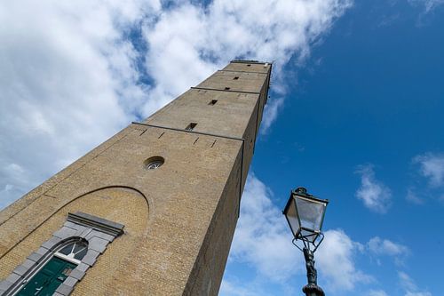 De historische vuurtoren de Brandaris op het waddeneiland Terschelling in het noorden van Nederland.
