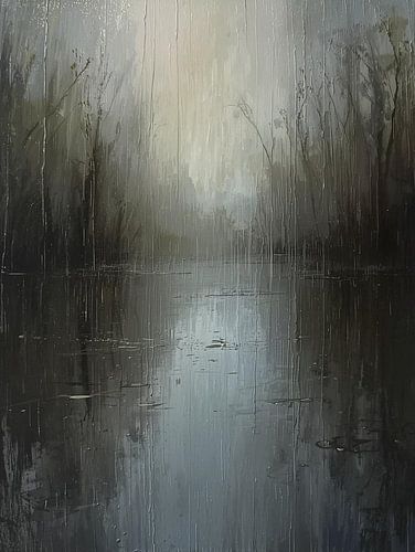 Ethereal Rainy Lake Landscape