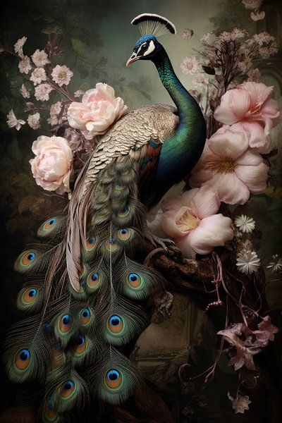 Peacock as a photo for the wall by Digitale Schilderijen