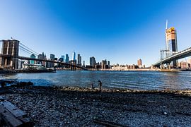 Brooklyn-Brücke und Manhattan-Brücke in New York