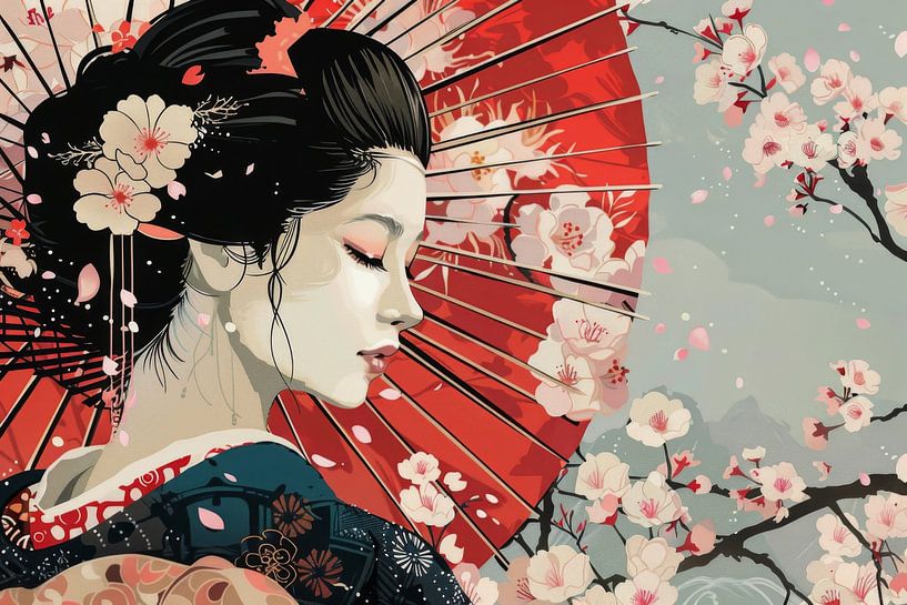 Cerisiers en fleurs Japon par Poster Art Shop