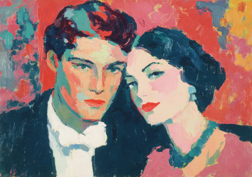 Portrait d'un couple élégant dans un style coloré