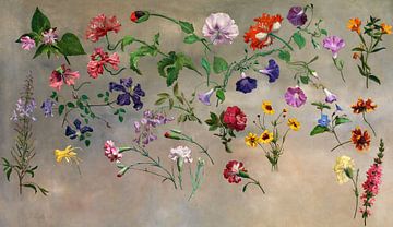 Botanisch schilderen. Studies van bloemen. Olieverfschilderij van Jacques-Laurent Agasse. van Dina Dankers