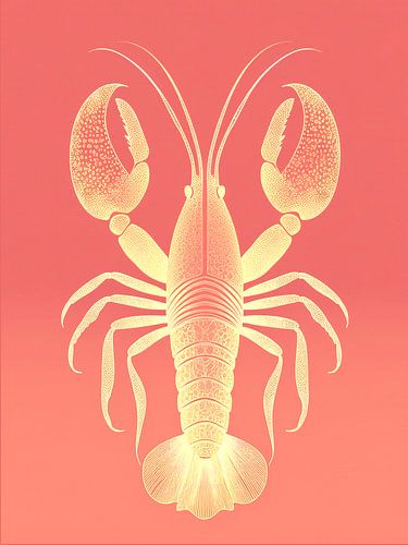 Illustration eines abstrakten Hummers in Korallenrosa