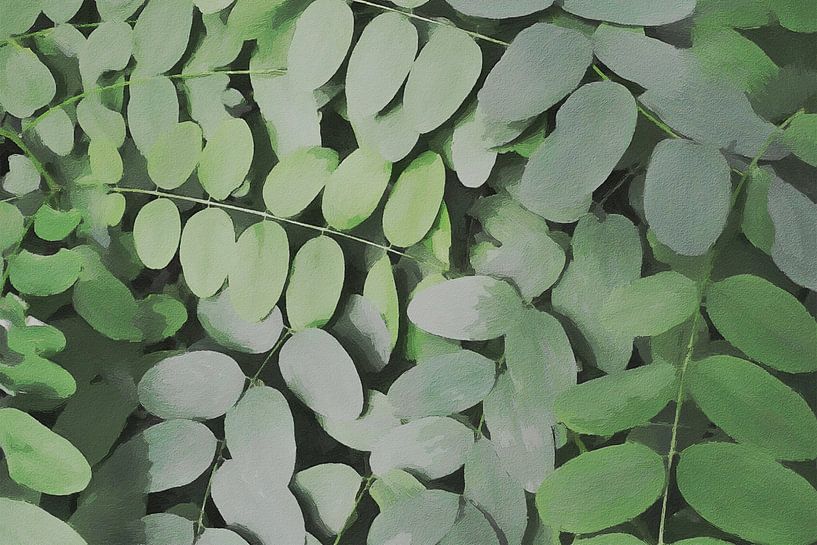 'Laagjes Groene Blaadjes' - Sierheester - Natuur - Digitale Kunst van VenVision Art