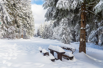 Landschaft im Winter im Thüringer Wald in der Nähe von Schmied