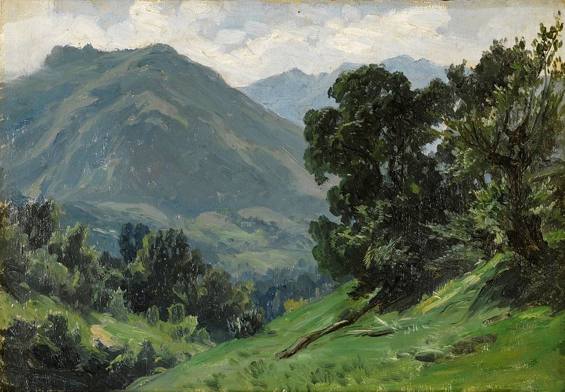 Carlos de Haes-Green mountain landscape, Antique landscape by finemasterpiece