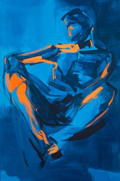 Energie in blauw en oranje van Poster Art Shop