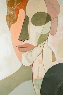 Abstract portret in zachte kleuren