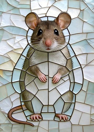 Buntglas mit Mausmotiv
