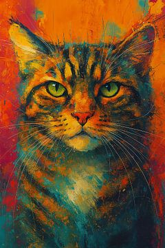 Cypress cat in expressive colourful image