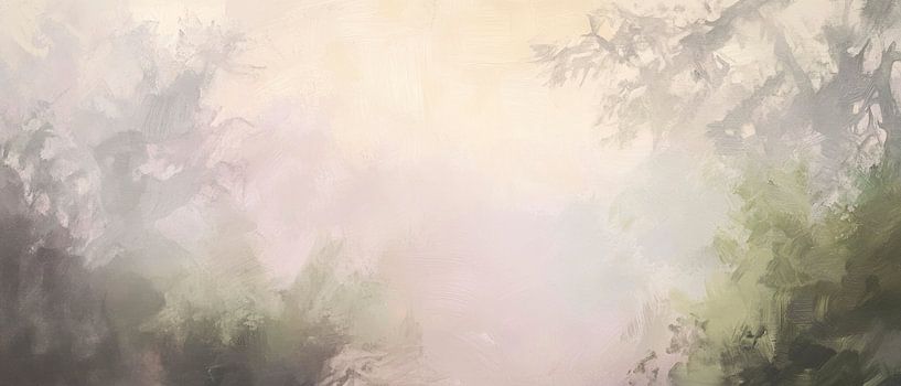 Misty forest landscape in the morning light by Poster Art Shop