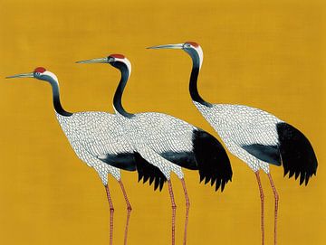 Golden Crane Trio by Cats & Dotz