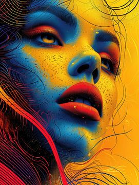 Stralend Spectrum Abstract Vrouwelijk Portret van Eva Lee