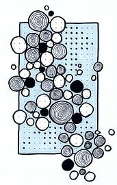 Retro Dots Circle Light Blue Black and White by Patricia's Creations