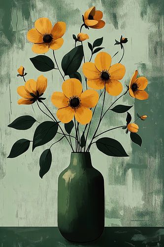 Orange Flowers in Green no.4