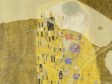 Karte von Huizen dem Kuss von Gustav Klimt von Map Art Studio