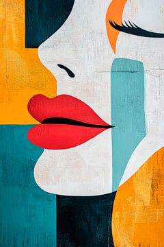 Gestileerde dameslip in felle kleuren van Poster Art Shop