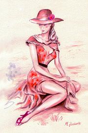 Beautiful Lady with Hat in Retro style by Marita Zacharias
