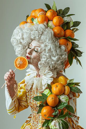 A Timeless Elegance | Victorian Woman with Louis the 14th Style and An Orange