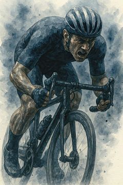 Door de pijn barrière  (topsport explosieve kracht wielrennen mannelijk stoer mancave ) van Natalie Bruns