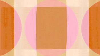 Mid Eeuw Bauhaus Vormen Oker Ivoor Beige Blos