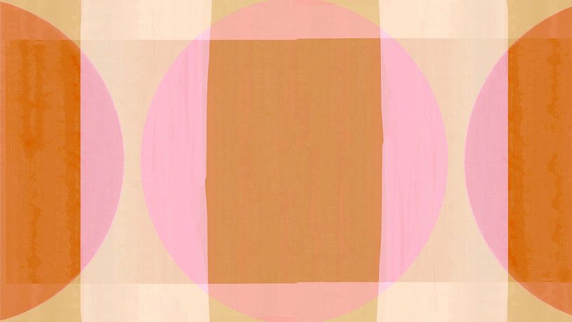 Mid Eeuw Bauhaus Vormen Oker Ivoor Beige Blos van FRESH Fine Art