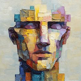 Geometrisch fragmentiertes, abstraktes Porträt von Aden Pink Studio