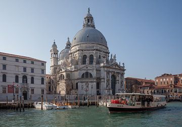 Basiliek van de Sante Maria en veerboot in Venetie, Italie