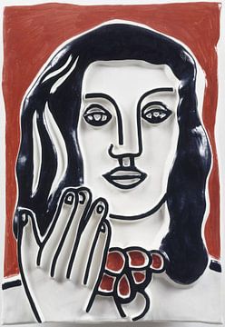 Fernand Léger, Visage dessiné à la main sur fond rouge