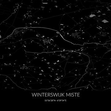 Zwart-witte landkaart van Winterswijk Miste, Gelderland. van Rezona
