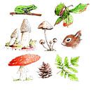 Illustration von Objekten im Wald von Ivonne Wierink Miniaturansicht