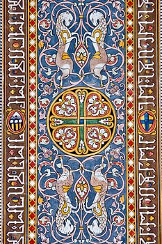 Ornamentschilderij met mythische dieren in Siciliaanse Art Nouveau-stijl