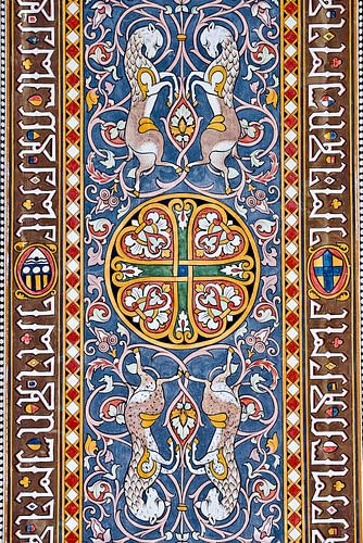 Ornamentschilderij met mythische dieren in Siciliaanse Art Nouveau-stijl