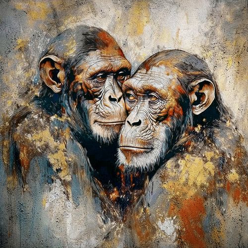 Liefde is... apen portret op betonmuur!