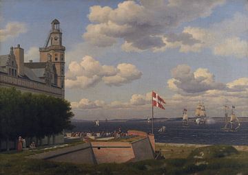 Christopher Wilhelm Eckersberg, Vue de la côte suédoise depuis les remparts du château de Kronborg, 1829 sur Atelier Liesjes