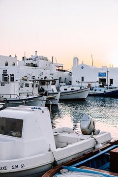 Sunset & Fishing boats in Paros harbour (Greece) by MelCaptures