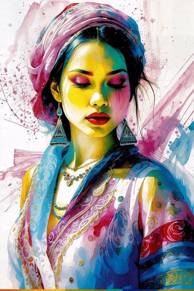 Kleurrijk portret van een vrouw van Ljupka Kareska