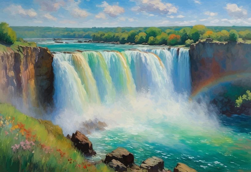 Niagara watervallen met regenbooglandschap van MIROKKU
