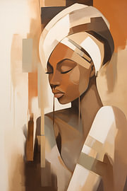 Abstract portrait of an African woman, eyes closed by Steinfox Art