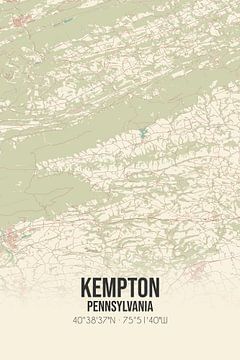 Vintage landkaart van Kempton (Pennsylvania), USA. van MijnStadsPoster