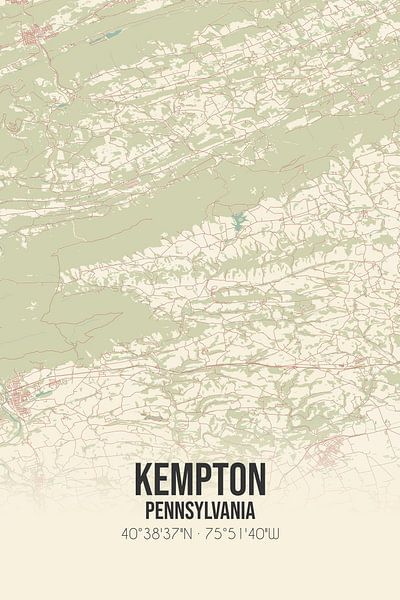 Vintage map of Kempton (Pennsylvania), USA. by Prints of Place